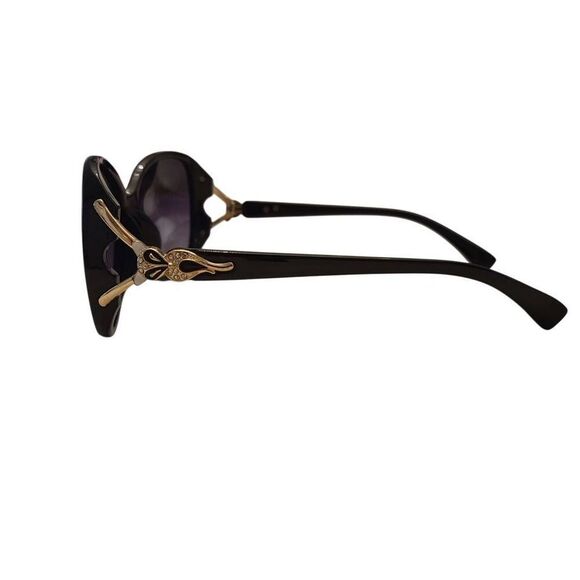 Fox Rhinestone Embellished Black Oversized Ombre Sunglasses w New  Leather Case - Picture 7 of 11